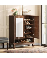 Tribesigns Shoe Cabinet for Entryway, 6-Tier Large Shoe Storage Cabinet with Doors and Adjustable Shelves, Wooden 24