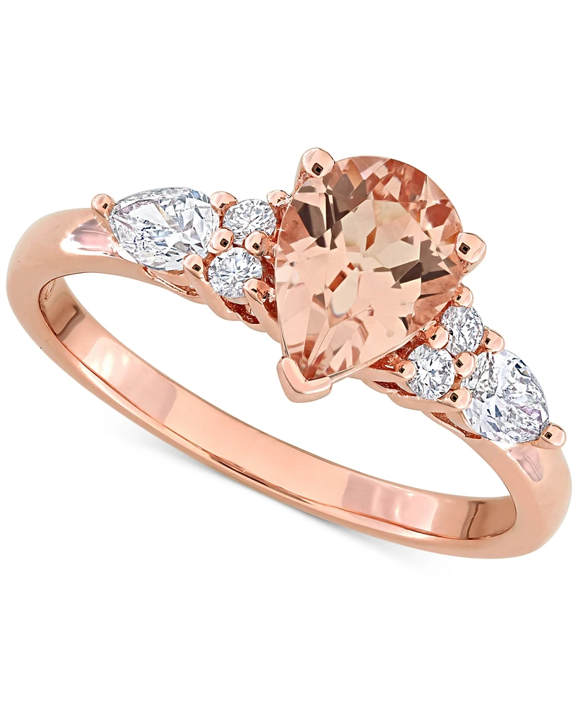 Morganite (1 ct. t.w.) & Diamond (3/8 Pear Ring 14k Rose Gold