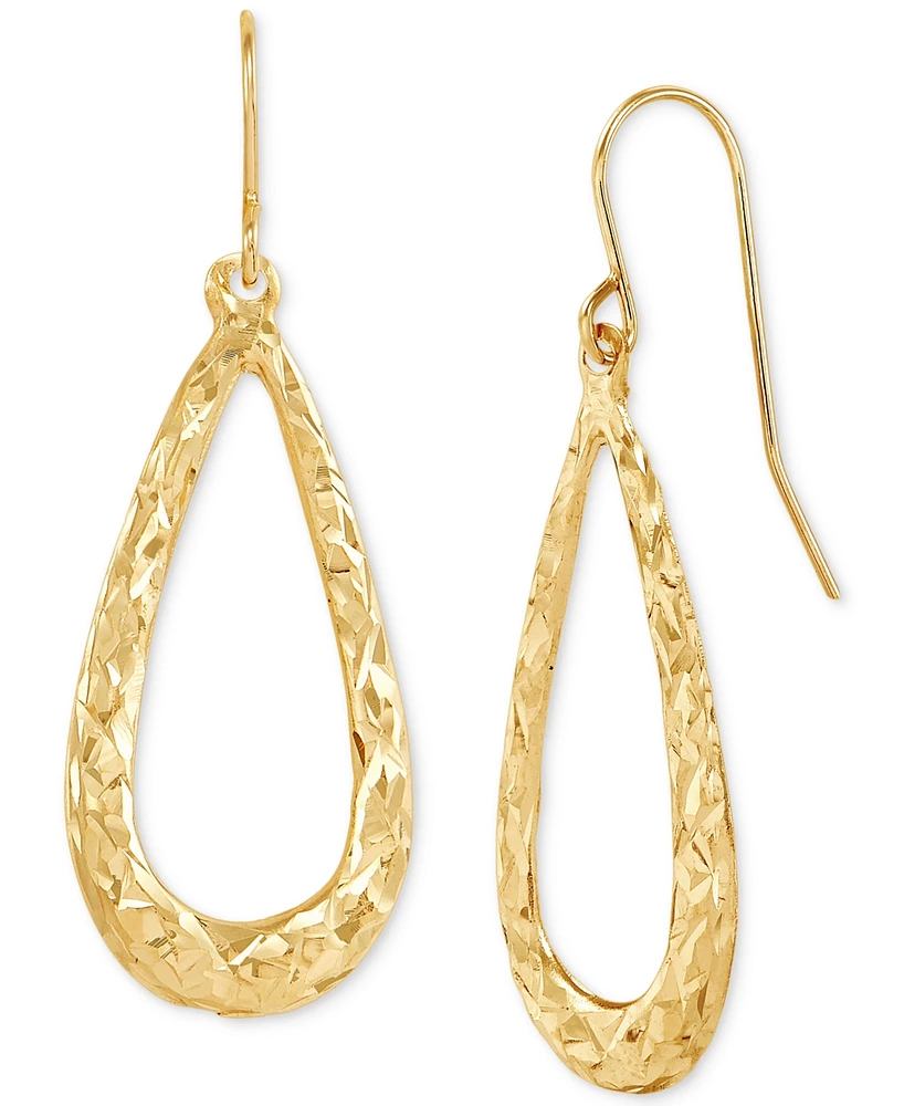 Textured Openwork Teardrop Drop Earrings in 14k Gold