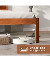 Sugift Full Wooden Bed Frame with Headboard and Slat Support-Full