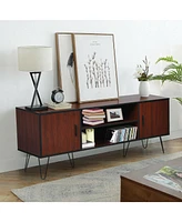 Sugift 59 Inch Retro Tv Stand for TVs up to 65 Inch with 6 Metal Legs