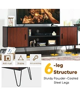 Sugift 59 Inch Retro Tv Stand for TVs up to 65 Inch with 6 Metal Legs