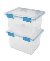 Sterilite Large 32 Qt Home Storage Container Tote with Latching Lids, (4 Pack)