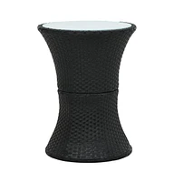 vidaXL Patio Side Table Drum Shape Poly Rattan