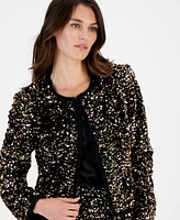 Tahari Asl Women's Sequin Hook-And-Eye Blazer