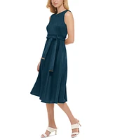 Calvin Klein Women's Faux-Suede Belted Midi Dress