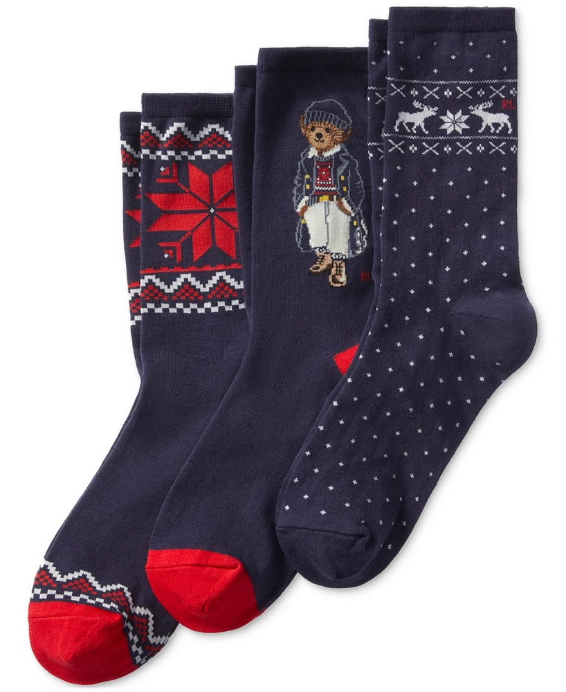 Polo Ralph Lauren Women's 3-Pk. Naval Bear Socks