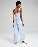 And Now This Women's Striped Button-Front Jumpsuit, Created for Macy's