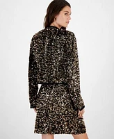 Tahari Asl Womens Sequin Hook And Eye Blazer Sequin Pencil Skirt