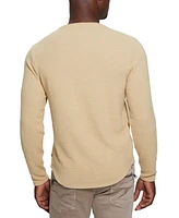 Guess Men's Hudson Linear Textured Long Sleeve Crewneck Shirt