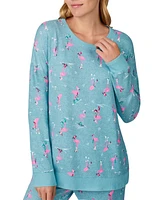 Ellen Tracy Women's Printed Long-Sleeve Pajama Set + Fuzzy Socks