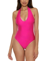 Trina Turk Women's Reversible Plunge Halter One-Piece Swimsuit, Created for Macy's