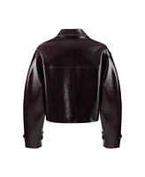 Nocturne Women's Faux Leather Cropped Jacket