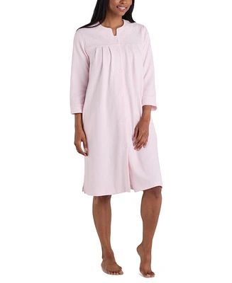 Miss Elaine Women's Embroidered Waffle-Knit Grip Robe
