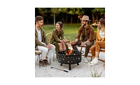 Slickblue 32-Inch Black Metal Fire Pit: Sturdy Outdoor Fire Bowl for Patio & Backyard