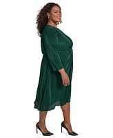 Jessica Howard Plus 3/4-Sleeve Twist-Front Dress
