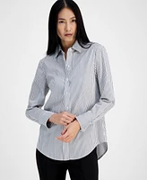 Anne Klein Women's Cotton Collared Striped Shirt