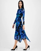 Anne Klein Women's Printed Handkerchief-Hem Dress