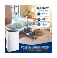 SereneLife Portable Air Conditioner, 14,000 Btu, Built-in Dehumidifier & Fan
