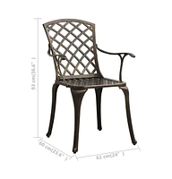 vidaXL 3 Piece Bistro Set Cast Aluminum Bronze