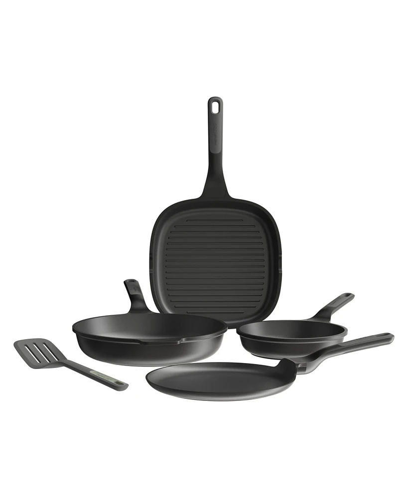 BergHOFF Leo Stone+ 5pc Nonstick Ceramic Specialty Pan Set with Turner, Recycled