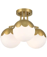 360 Lighting Camila 16" Wide Antique Brass 3-Light Ceiling Light