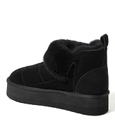 Dearfoams Fireside by Women's Bayswater Genuine Shearling Quilted Platform Bootie