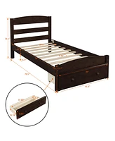 Slickblue Platform Twin Bed Frame with Under-Bed Storage Drawer for Compact Spaces