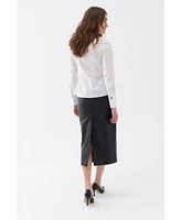 Nocturne Women's Shirt with Stone Button Design