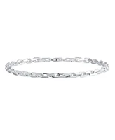 Bling Jewelry Mens 3MM Thin Solid Heavy Sterling Silver Anchor Oval Forzata Chain Link Bracelet 8.5 Inch