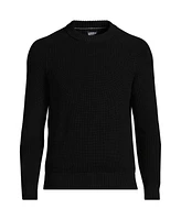 Lands' End Men's Cotton Drifter Saddle Crewneck Shaker Sweater