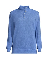 Lands' End Women's Waffle Knit Button Placket Top