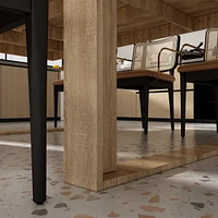 Homsee Retangular Wood Grain Wooden Dining Table with Wooden Frame