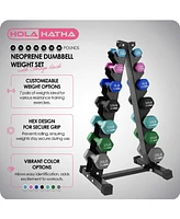 HolaHatha 146 Pound Neoprene Dumbbell Full Body Weight Set with Storage Rack