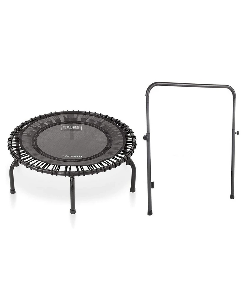 JumpSport 220 Fitness Rebounder Mini Trampoline & Handle Bar Accessory, Black