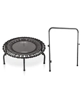 JumpSport 220 Fitness Rebounder Mini Trampoline & Handle Bar Accessory, Black