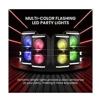 Pyle Portable Pa Speaker & Microphone System With Led Party Lights, Bluetooth, & Fm Radio, 600 Watt
