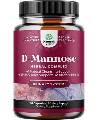 Nature's Craft D Mannose 1000mg with Cranberry Extract Capsules, Kidney Cleanse & Urinary Tract Health for Women, Nature's Craft, 60ct