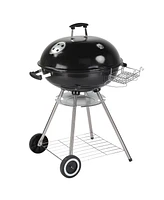 Slickblue Portable Charcoal Grill with Wheels and Storage Holder