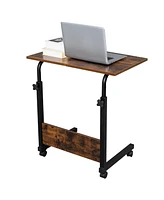 Slickblue Rolling Height Adjustable Side Table with Baffle, P2 15mm Chipboard & Steel