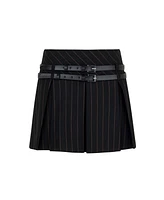 Nocturne Women's Double Belted Pleated Mini Skirt