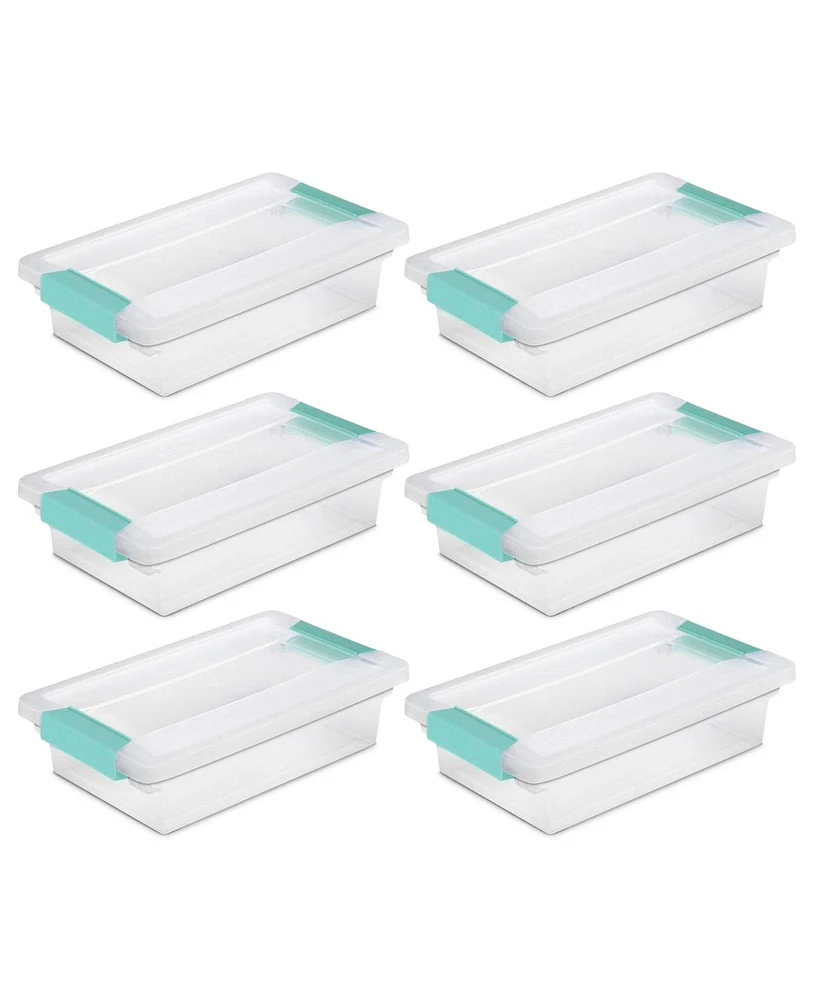 Sterilite Small Clip Box Clear Storage Tote Container with Latching Lid, 6 Pack