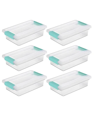 Sterilite Small Clip Box Clear Storage Tote Container with Latching Lid, 6 Pack