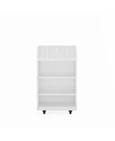 Slickblue 4-Tier Kitchen Island Cart with Spice Rack & Locking Casters Mobile Storage for Kitchen, Living Room & Bedroom - White