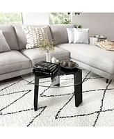 Gymax Round Coffee Table Modern Tempered Glass Top Accent Table w/ Transparent Tabletop
