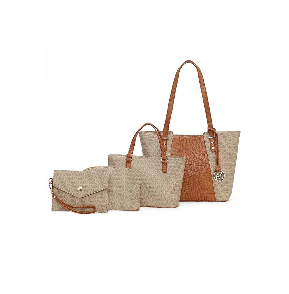 Mkf Collection Lippa M Signature Tote Bag – 4 Pcs set by Mia K