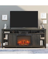 Mondawe 23Inch Electric Fireplace Insert With Log Set & Realistic Flame, Remote Control With Timer