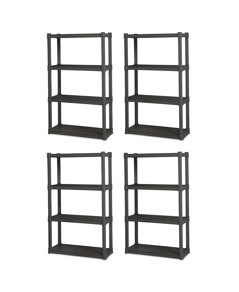 Sterilite Plastic Indoor Outdoor 4 Shelf Durable Shelving Unit, Gray, 4 Pack