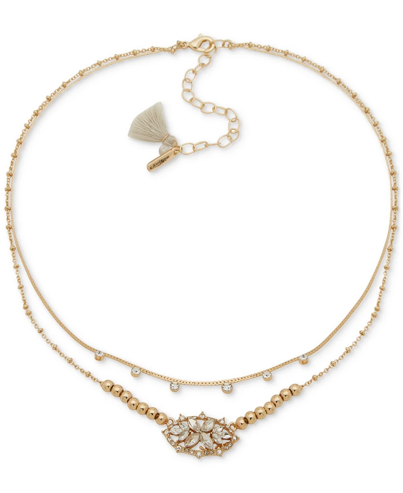 lonna & lilly Gold-Tone Crystal Snowflake Layered Necklace, 16" + 3" extender