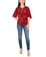 Sam & Jess Petite Tie-Neck Flutter-Sleeve Blouse